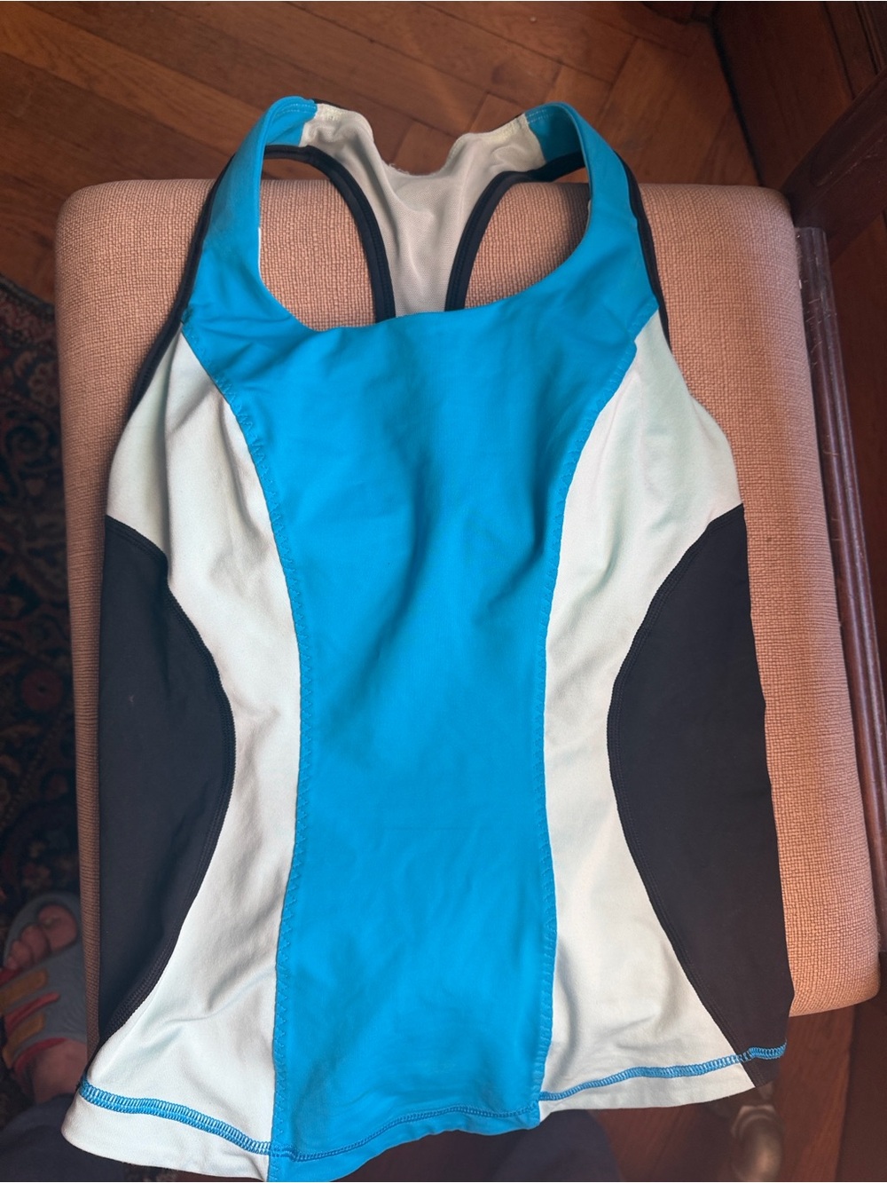 lululemon Blue, White & Black Cardio Kick Tank